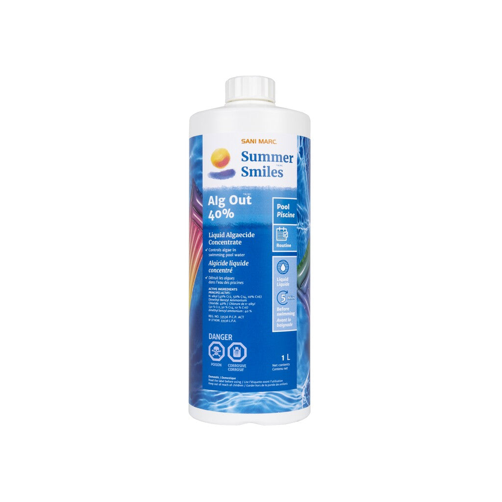 Summer Smiles pool cleaner bottle on a white background