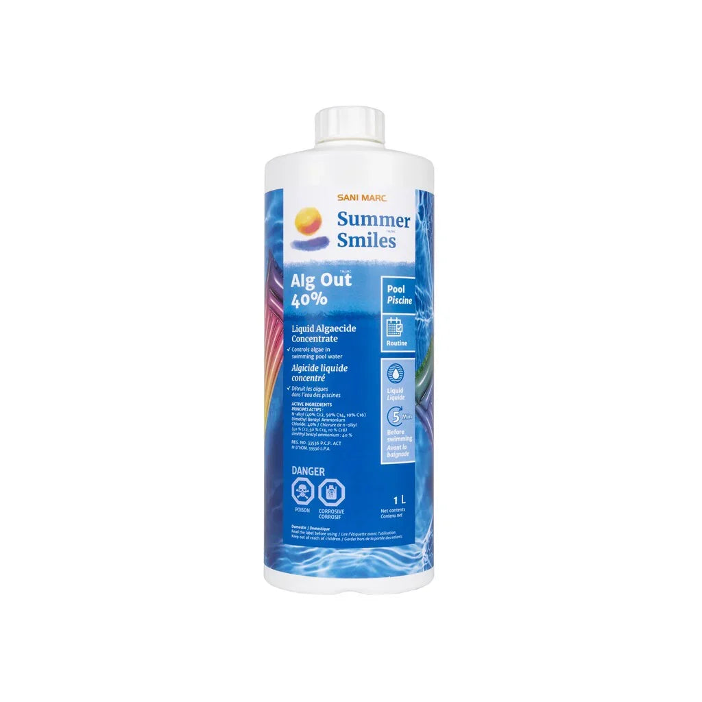 Summer Smiles pool cleaner bottle on a white background