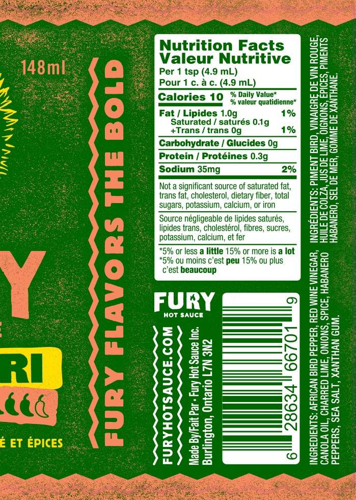 Fury | Peri-Peri Hot Sauce  - African Style with Bird Peppers