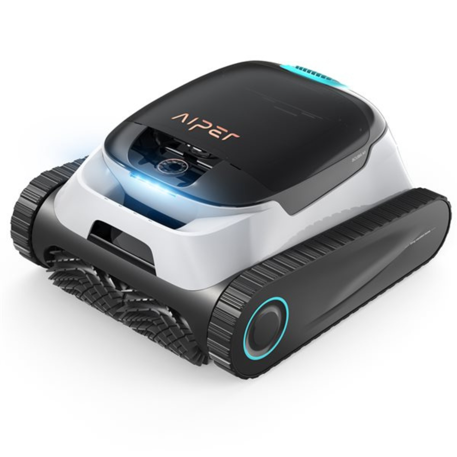 Robotic pool cleaner with 'Aiper' branding on a white background
