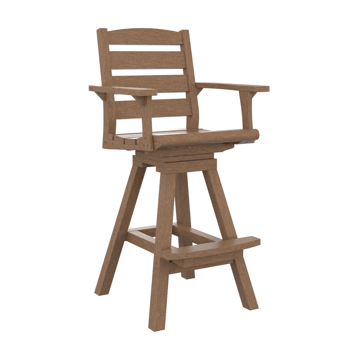 recycled plastic Swivel barstool with arm reset and foot rest