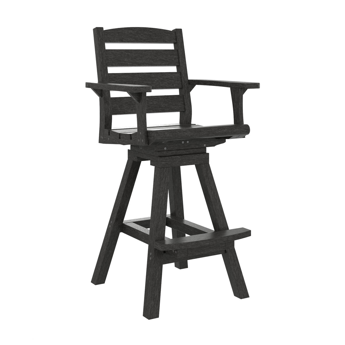 recycled plastic Swivel barstool with arm reset and foot rest