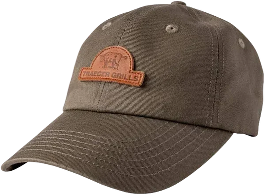 Brown cap with Traeger Grills logo on a white background